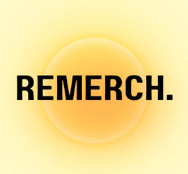 Black text 'REMERCH.' on a yellow background